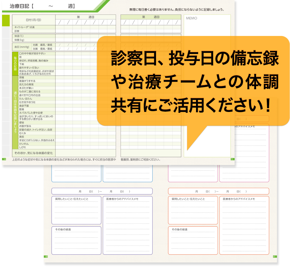 キイトルーダ®治療日誌をご活用ください。