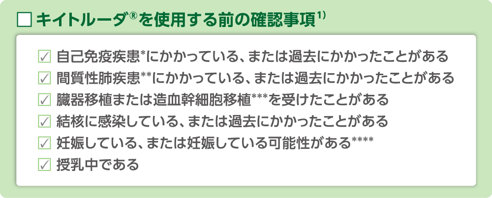キイトルーダ®を使用する前の確認事項